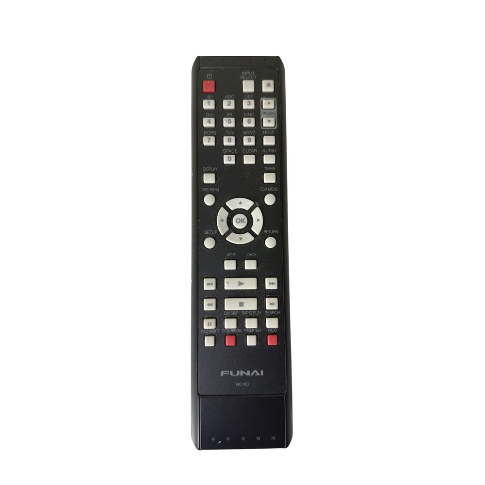 Funai Remote Control NC180 Black VCR DVD Combo Replacement OEM UNTESTED